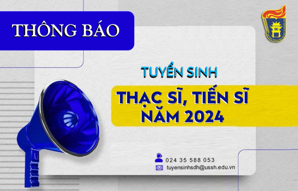 Thông báo Tuyển sinh trình độ thạc sĩ, tiến sĩ năm 2024